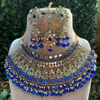 Royal Kundan Jewellery Gold Plated Miroor Stone Necklace Set