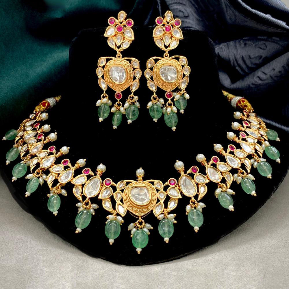 Royal Kundan Jewellery Gold Plated Crystal Stone Necklace Set