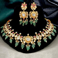 Royal Kundan Jewellery Gold Plated Crystal Stone Necklace Set