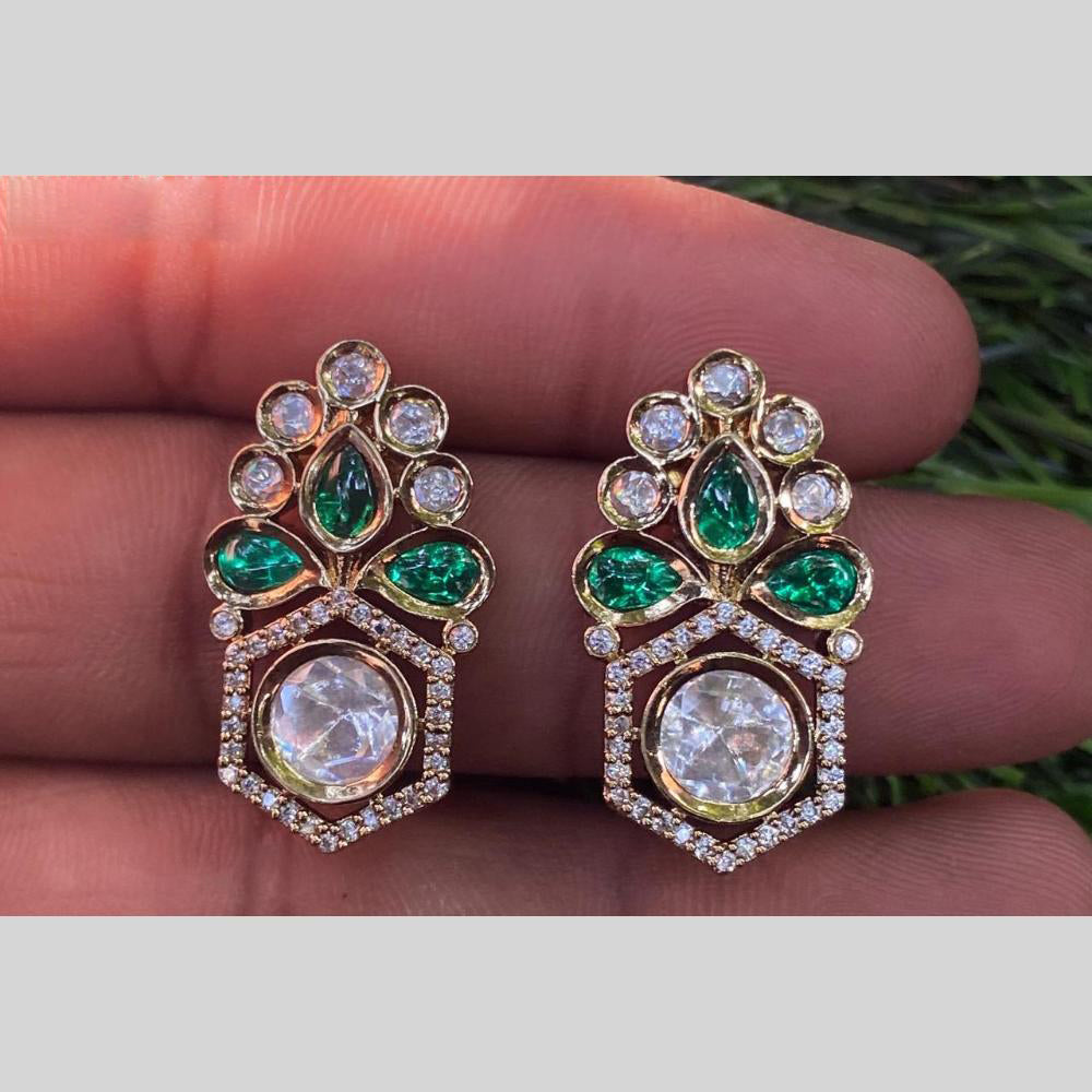 Royal Kundan Jewellery Gold Plated Polki Kundan Dangler Earrings