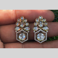 Royal Kundan Jewellery Gold Plated Polki Kundan Dangler Earrings