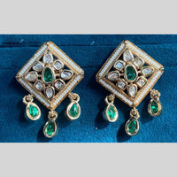 Royal Kundan Jewellery Gold Plated Polki Kundan Dangler Earrings