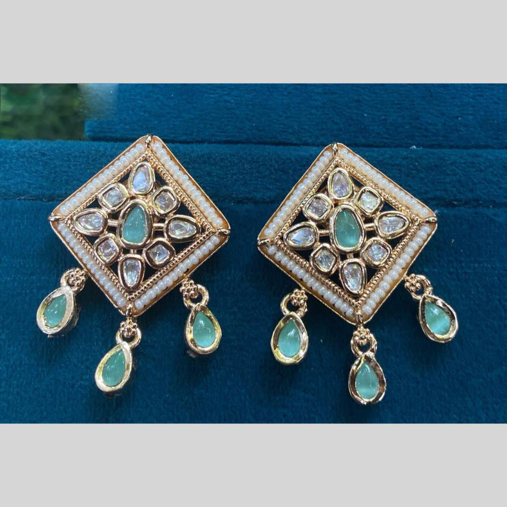 Royal Kundan Jewellery Gold Plated Polki Kundan Dangler Earrings