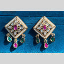 Royal Kundan Jewellery Gold Plated Polki Kundan Dangler Earrings