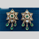 Royal Kundan Jewellery Gold Plated Polki Kundan Dangler Earrings