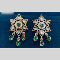 Royal Kundan Jewellery Gold Plated Polki Kundan Dangler Earrings