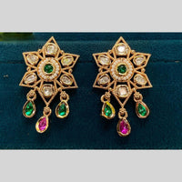 Royal Kundan Jewellery Gold Plated Polki Kundan Dangler Earrings