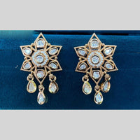 Royal Kundan Jewellery Gold Plated Polki Kundan Dangler Earrings