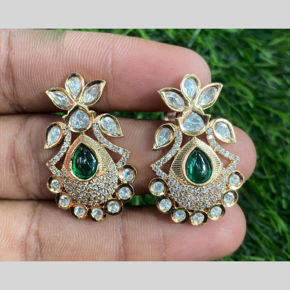 Royal Kundan Jewellery Gold Plated Polki Kundan Dangler Earrings