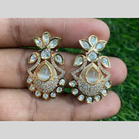 Royal Kundan Jewellery Gold Plated Polki Kundan Dangler Earrings