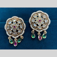 Royal Kundan Jewellery Gold Plated Polki Kundan And Pearls Dangler Earrings