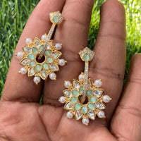 Royal Kundan Jewellery Gold Plated Polki Kundan And Pearls Dangler Earrings