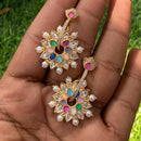 Royal Kundan Jewellery Gold Plated Polki Kundan And Pearls Dangler Earrings
