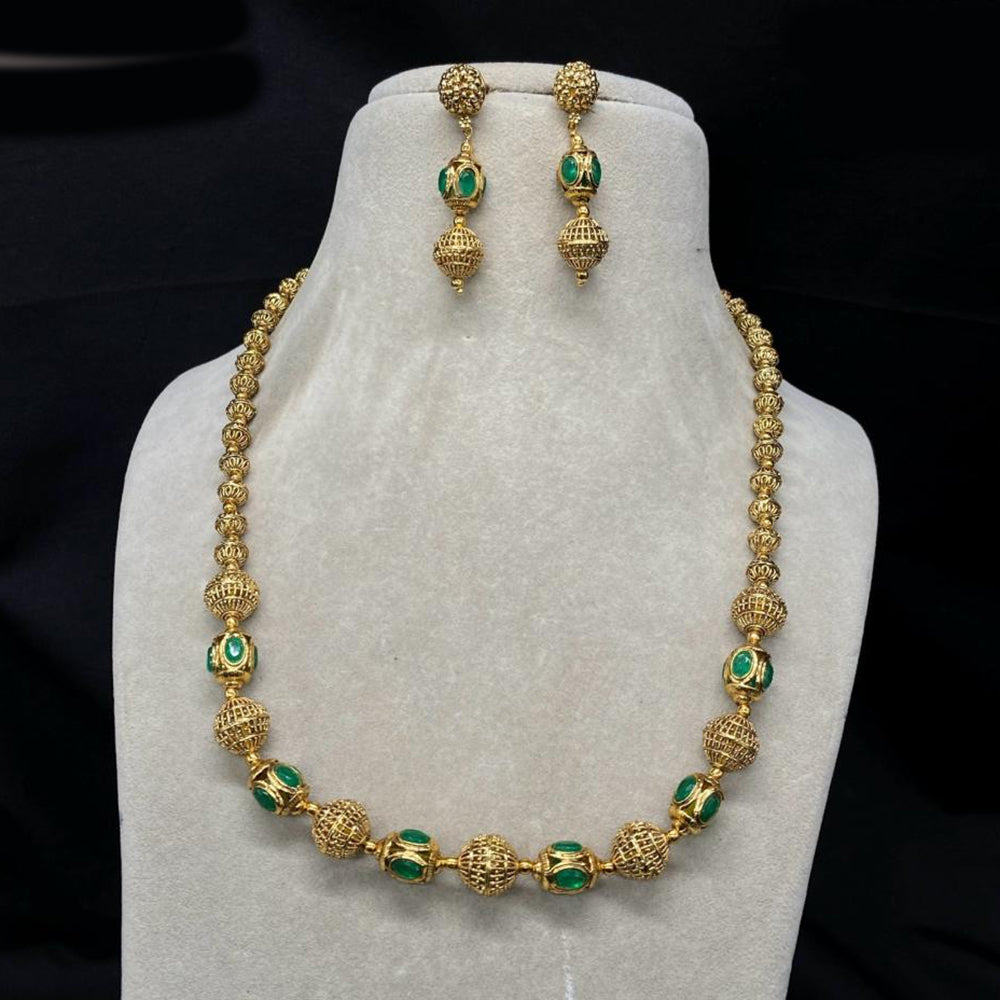 Royal Kundan Jewellery Gold Plated Pota Stone Beads Necklace Set
