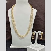 Royal Kundan Jewellery Gold Plated Beads And Pearls Long Necklace Set