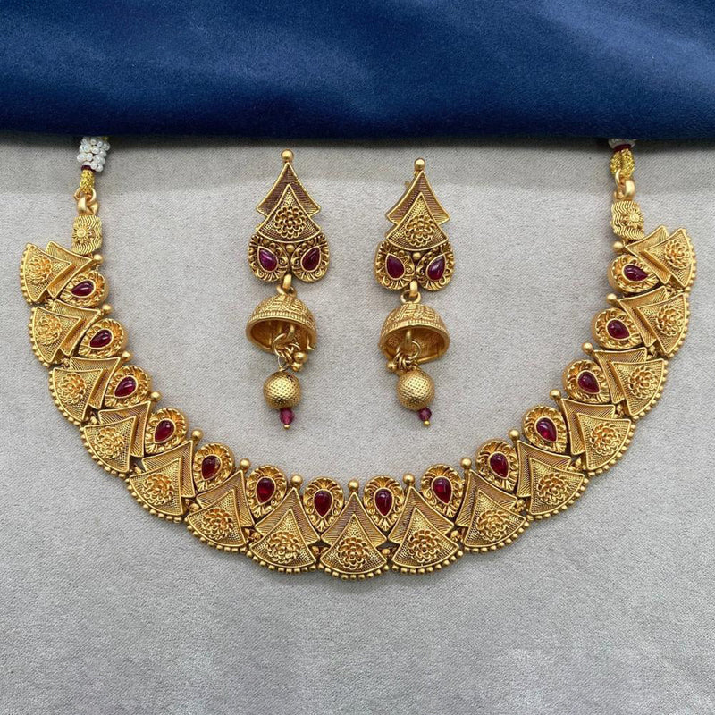 Royal Kundan Jewellery Gold Plated Pota Stone Necklace Set