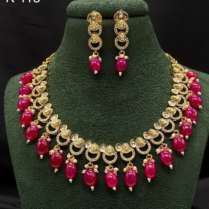 Royal Kundan Jewellery Gold Plated Polki Kundan And Beads Necklace Set