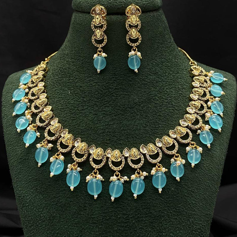 Royal Kundan Jewellery Gold Plated Polki Kundan And Beads Necklace Set