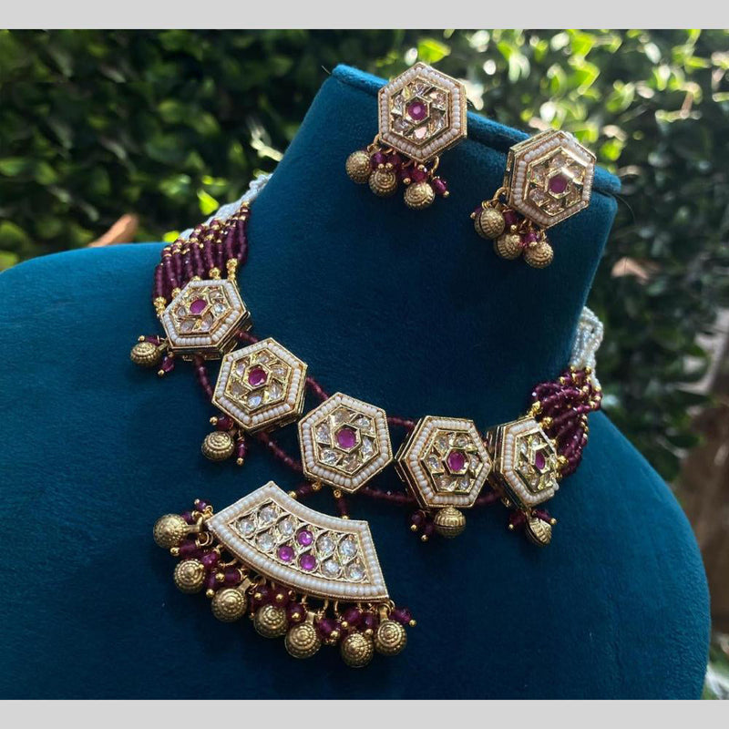 Royal Kundan Jewellery Gold Plated Polki Kundan And Pearls Necklace Set