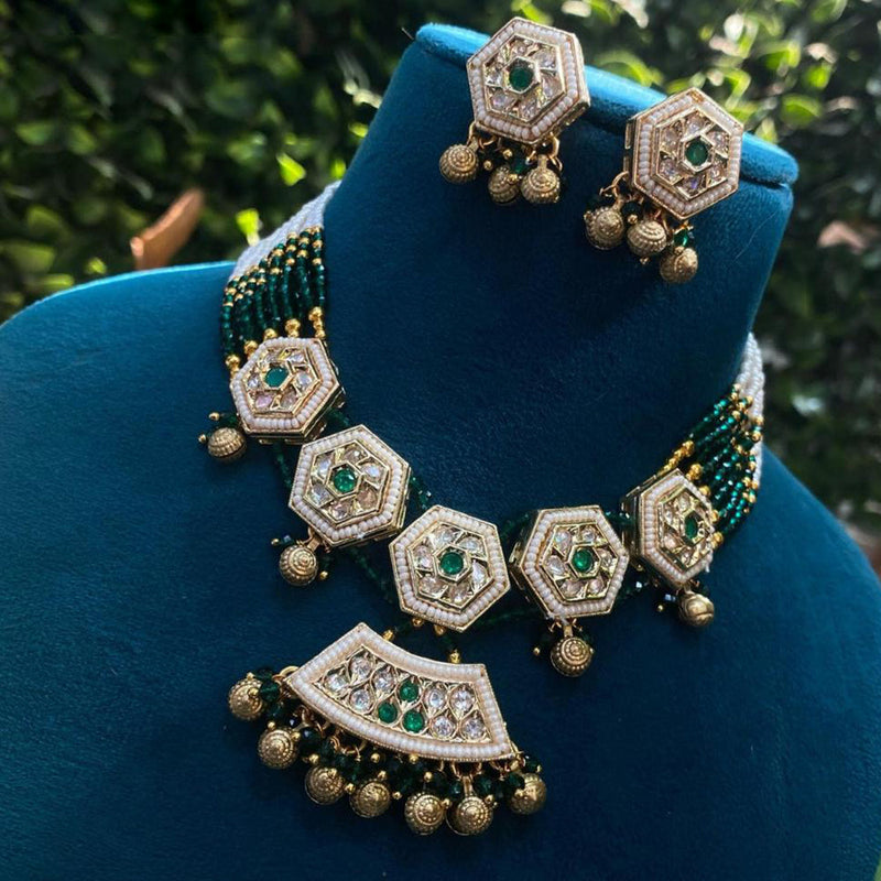 Royal Kundan Jewellery Gold Plated Polki Kundan And Pearls Necklace Set