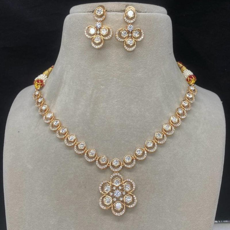 Royal Kundan Jewellery Gold Plated Polki Kundan Necklace Set