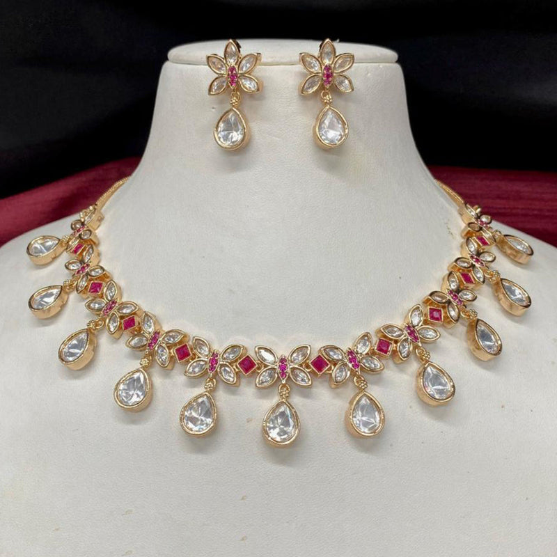 Royal Kundan Jewellery Gold Plated Polki Kundan Necklace Set