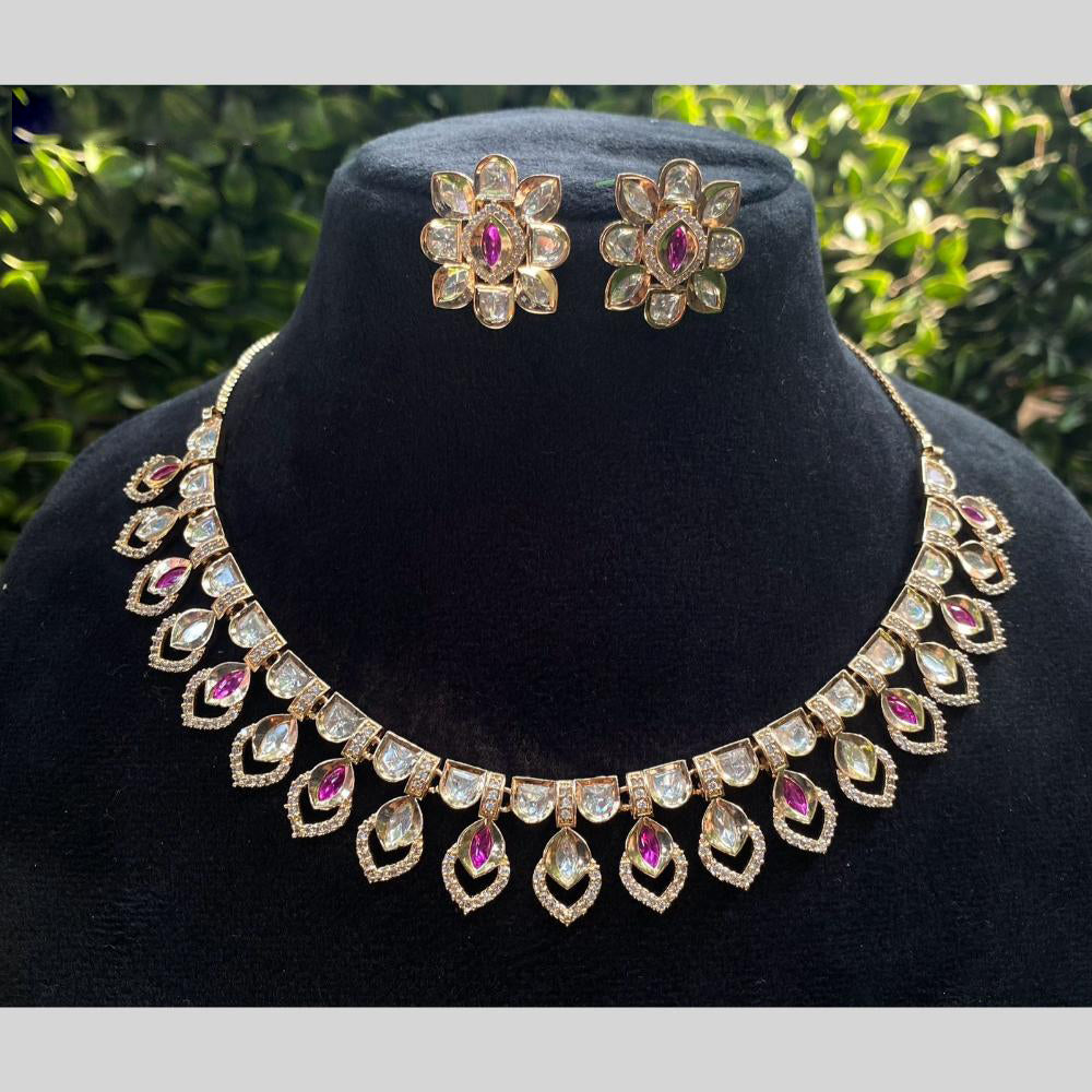 Royal Kundan Jewellery Gold Plated Polki Kundan Necklace Set