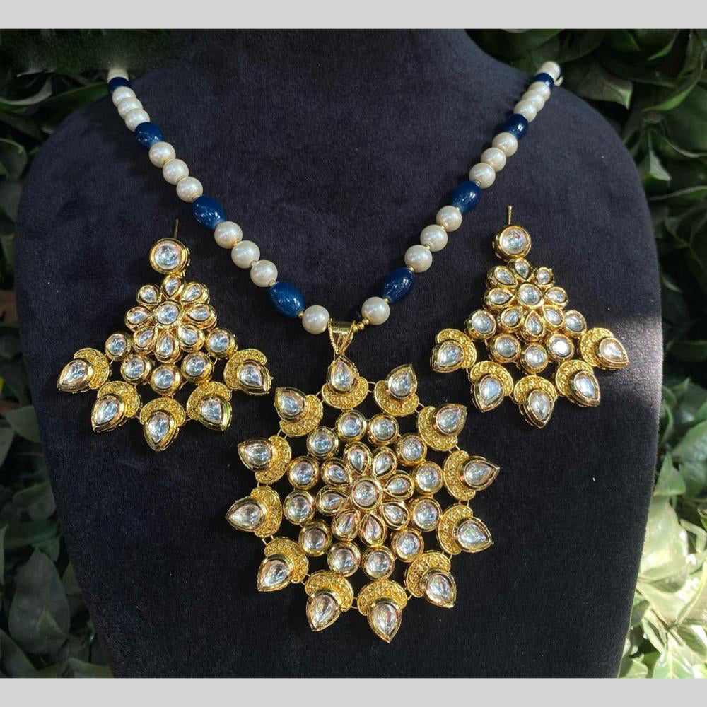 Royal Kundan Jewellery Gold Plated Kundan And Beads Necklace Set