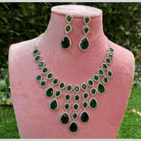 Royal Kundan Jewellery Silver Plated American Diamonds Necklace Set