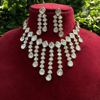 Royal Kundan Jewellery Gold Plated Polki Kundan Stone Necklace Set