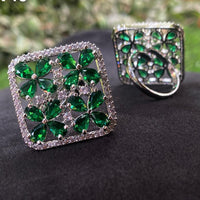 Royal Kundan Jewellery Silver Plated AD Stone Finger Ring