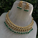 Royal Kundan Jewellery Gold Plated Kundan Stone And Beads Necklace Set