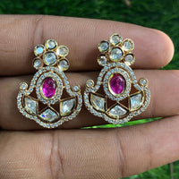 Royal Kundan Jewellery Gold Plated Polki Kundan Dangler Earrings