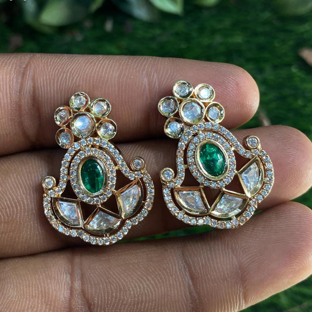 Royal Kundan Jewellery Gold Plated Polki Kundan Dangler Earrings