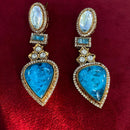 Royal Kundan Jewellery Gold Plated Polki Kundan Dangler Earrings