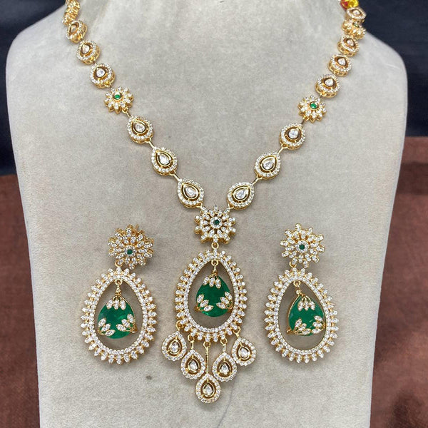 Royal Kundan Jewellery Gold Plated Polki Kundan And Austrian Stone Necklace Set