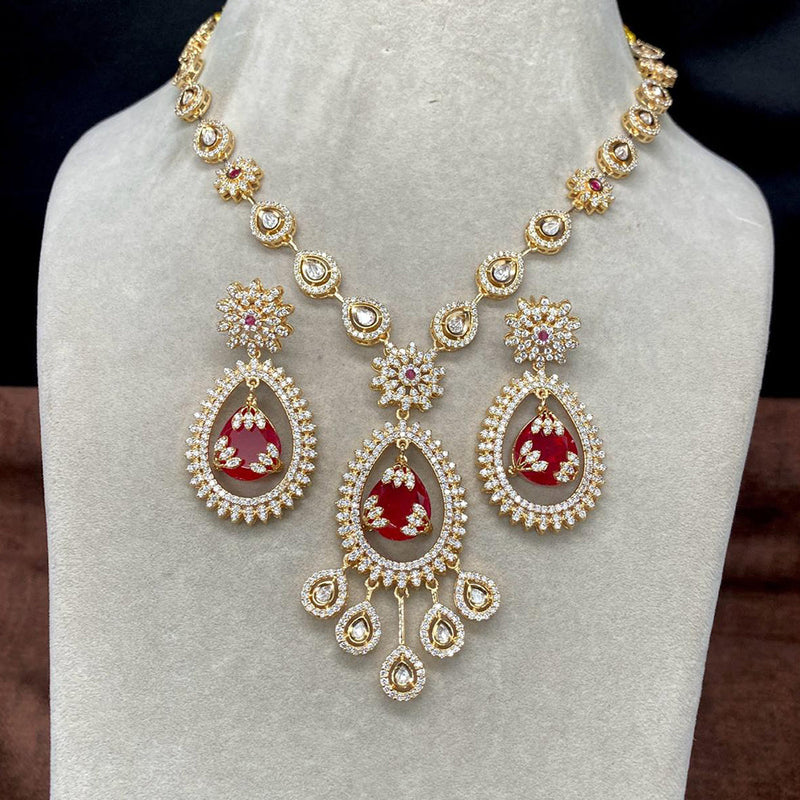 Royal Kundan Jewellery Gold Plated Polki Kundan And Austrian Stone Necklace Set