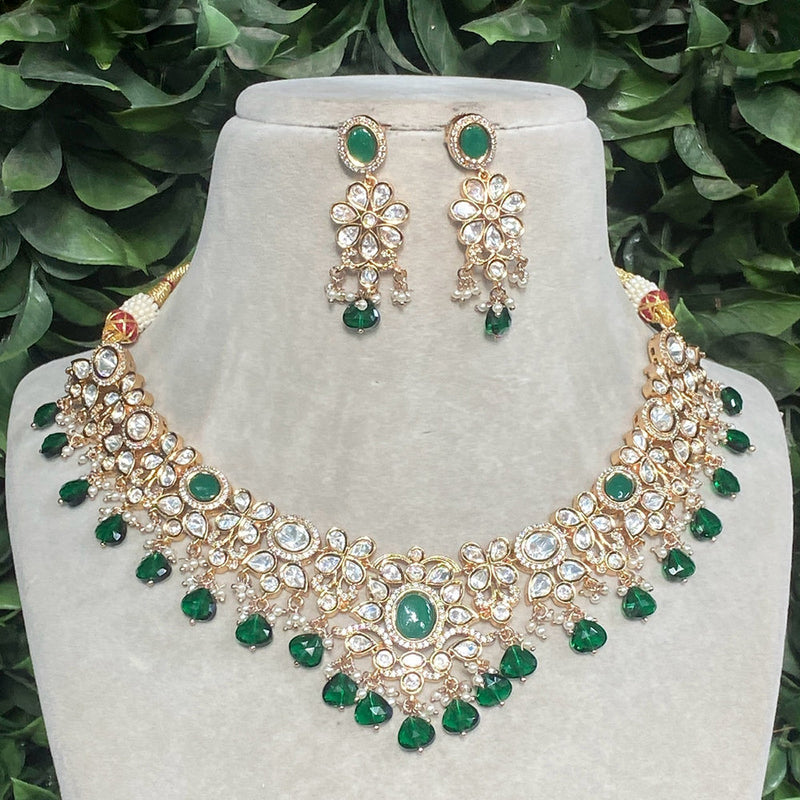 Royal Kundan Jewellery Gold Plated Polki Kundan And Beads Necklace Set