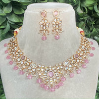 Royal Kundan Jewellery Gold Plated Polki Kundan And Beads Necklace Set