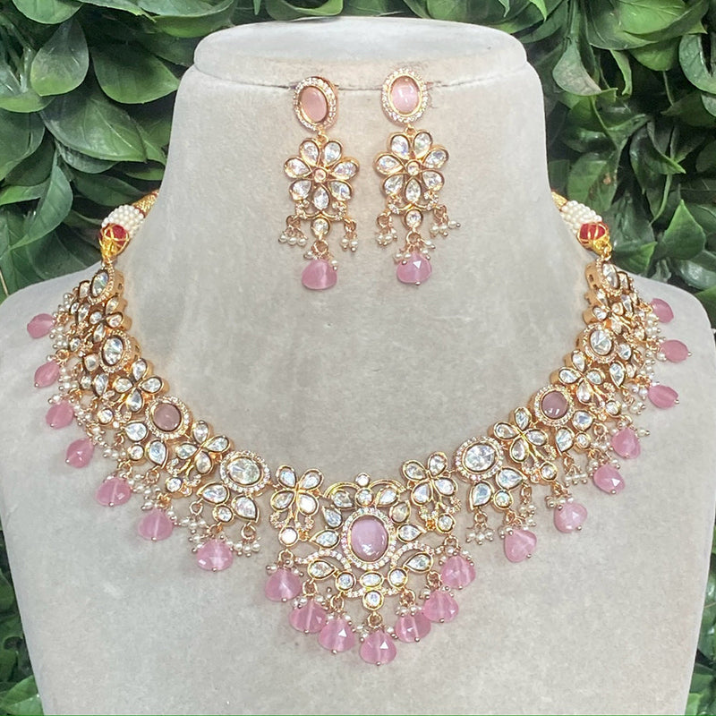 Royal Kundan Jewellery Gold Plated Polki Kundan And Beads Necklace Set