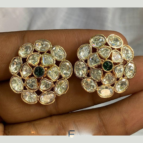 Royal Kundan Jewellery Gold Plated Polki Kundan Stud Earrings