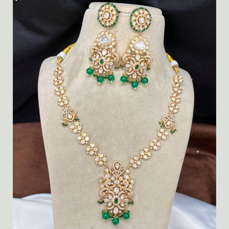 Royal Kundan Jewellery Gold Plated Polki Kundan Stone And Beads Necklace Set