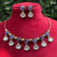 Royal Kundan Jewellery Gold Plated Kundan Stone Necklace Set