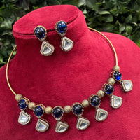 Royal Kundan Jewellery Gold Plated Kundan Stone Necklace Set