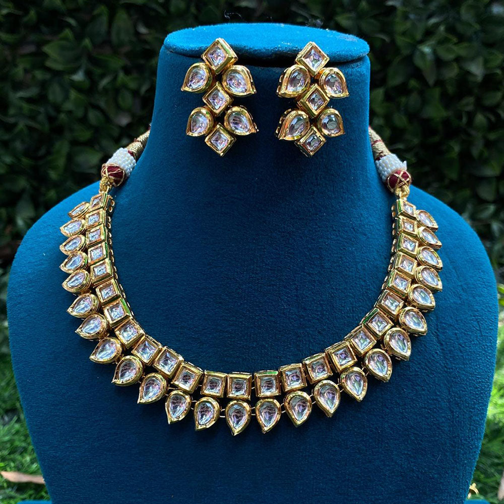 Royal Kundan Jewellery Gold Plated Kundan Stone Necklace Set