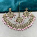 Royal Kundan Jewellery Gold Plated Crystal Stone Beads Necklace Set