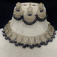 Royal Kundan Jewellery Gold Plated Crystal Stone And Beads Necklace Set