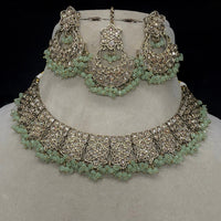 Royal Kundan Jewellery Gold Plated Crystal Stone And Beads Necklace Set