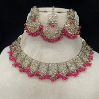 Royal Kundan Jewellery Gold Plated Crystal Stone And Beads Necklace Set