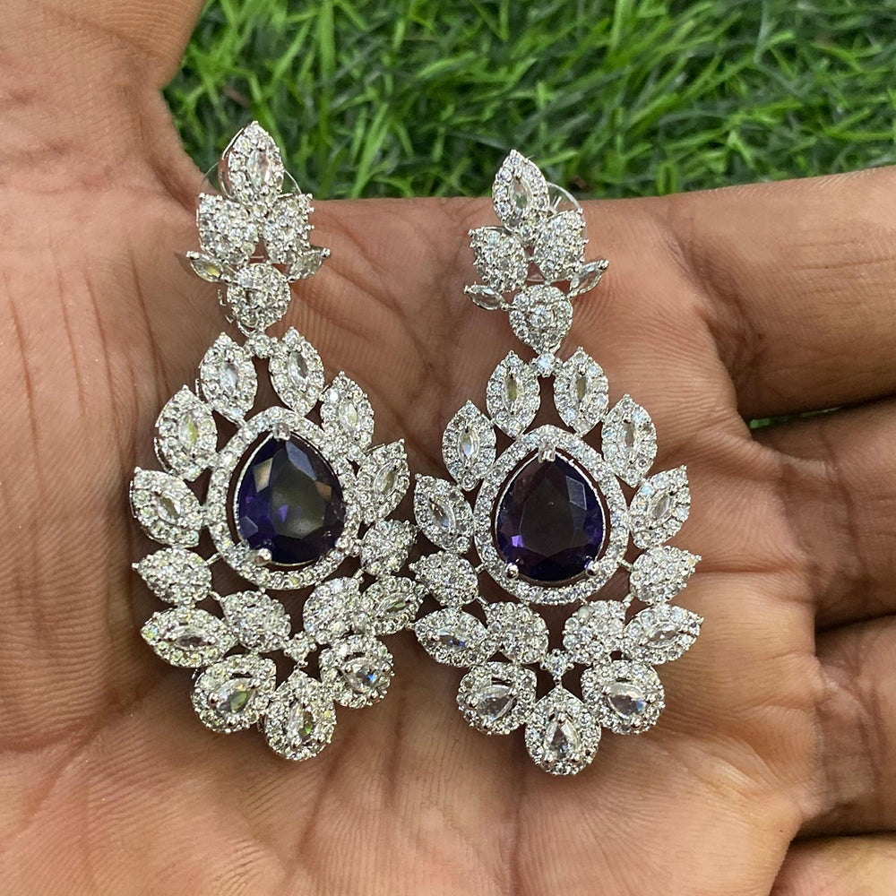 Royal Kundan Jewellery Glam American Diamond Dangler Earrings